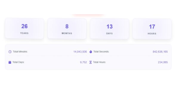 Real TIme age calculator