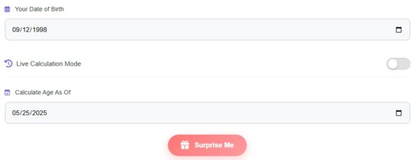 Real TIme age calculator